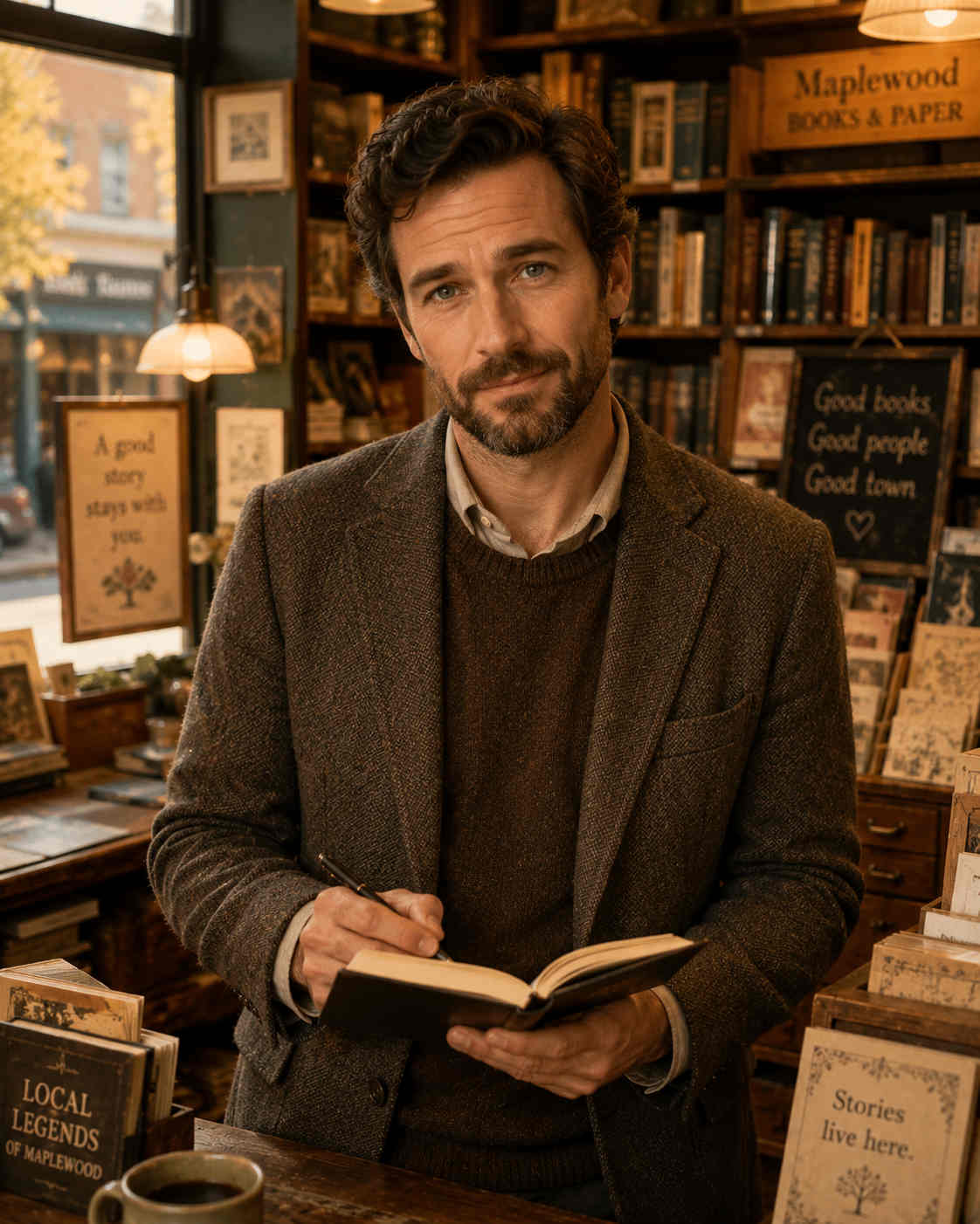 Portrait of Ben Carter, bookshop and stationery shop owner